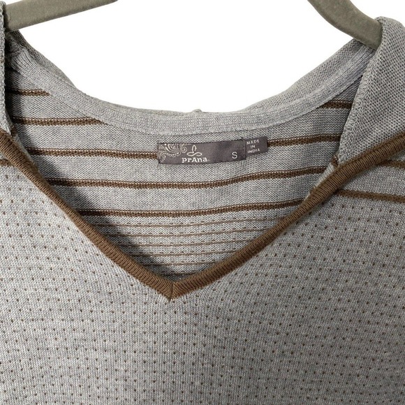 PrAna Mariette Gray Brown Organic Cotton Knit Hooded Sweater Dress Sz S - Picture 3 of 10